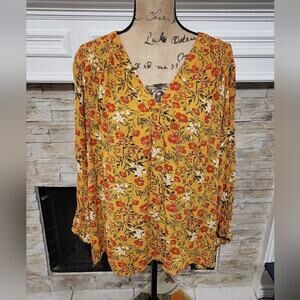 Jones‎ New York orange and red floral boho blouse plus size 3X New!!!
